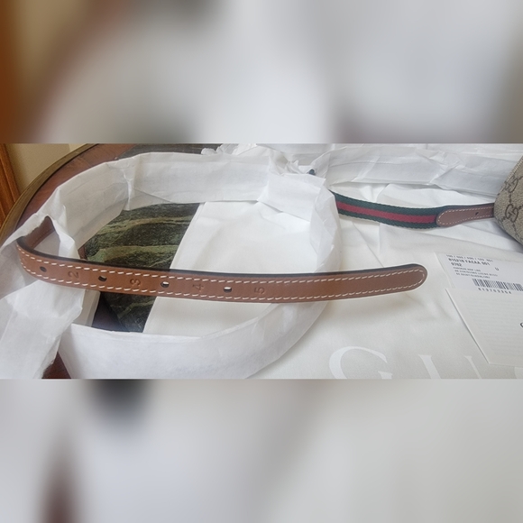 NWT Gucci GG Emblem Monogram Canvas Leather Trim Small Shoulder Bag 2 Straps - Picture 12 of 15